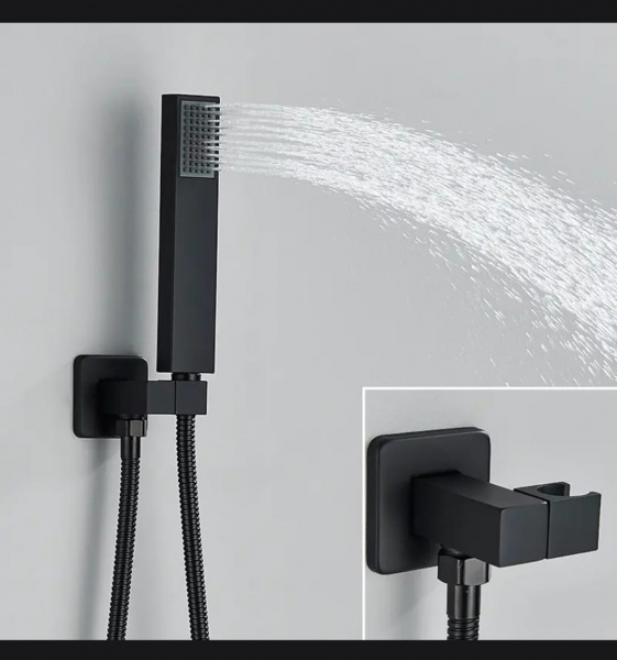 Смеситель скрытого монтажа черный без излива 8603FF